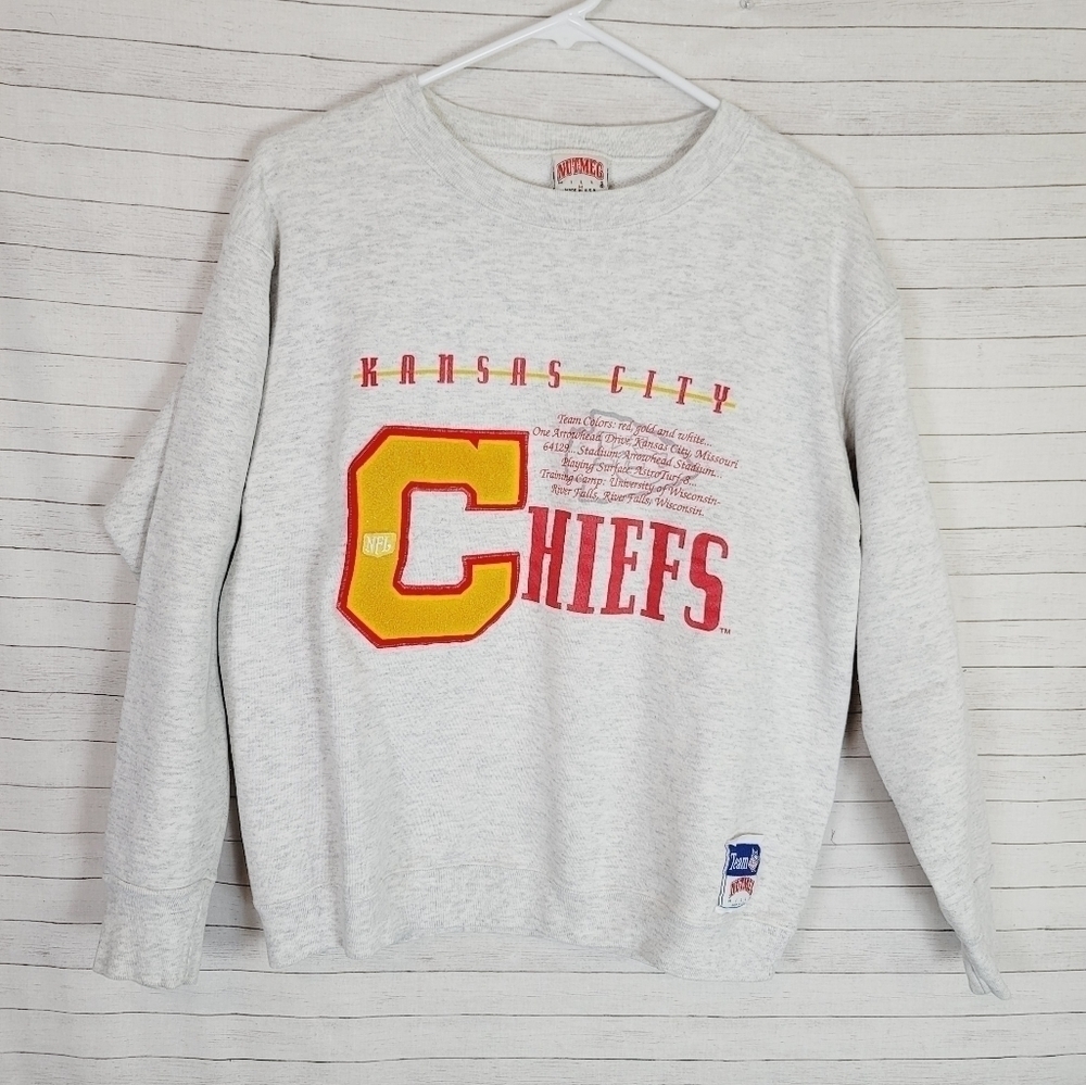 VINTAGE KANSAS CITY CHEIFS CREW NECK SWEAT SHIRT, SZ MEDIUM
